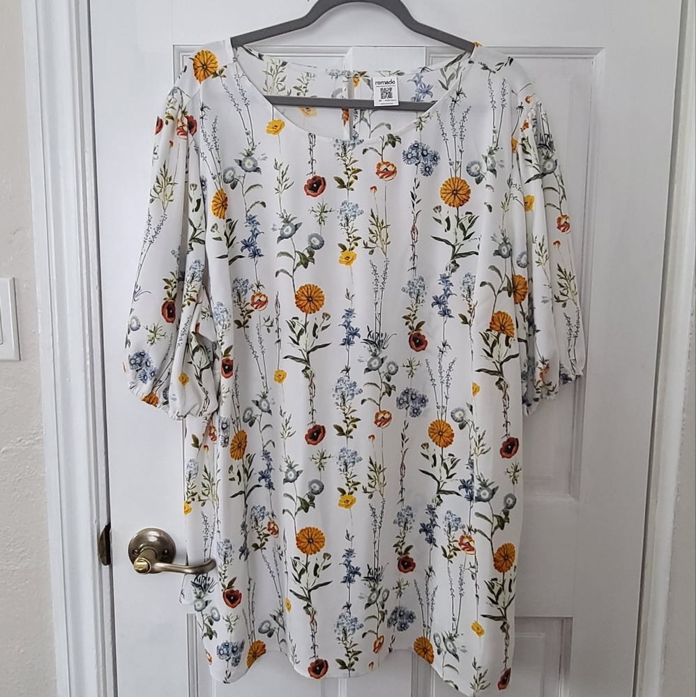 ReMade white floral blouse